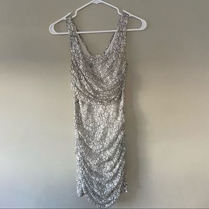 White and black lace dress from express